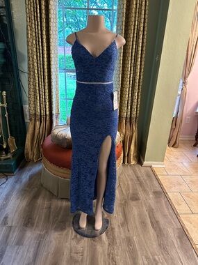 City Studio Blue Lace Maxi Dress